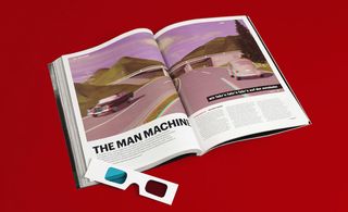 The open magazine featuring 3D glasses and an article titled "The Man Machine"