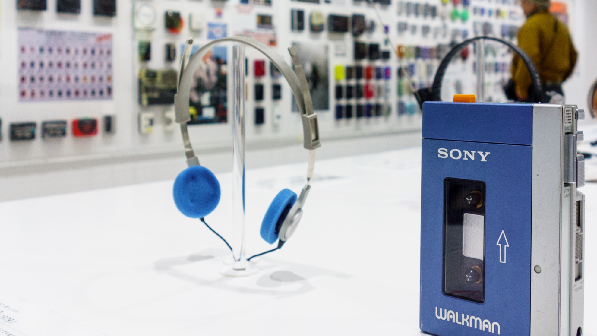 the sony walkman with a pair of headphones