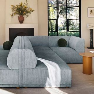 anthropologie blue armless modular sofa