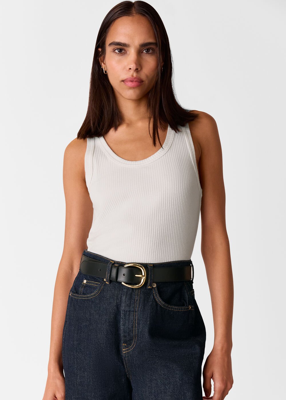 White Ultimate Ribbed Scoop Vest