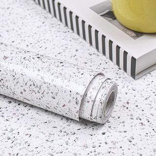 Glossy Marble Paper for Countertop Peel and Stick Wallpaper Granite White Sticker Waterproof Self Adhesive 15.7”×118” Easy to Install & Clean, Removable