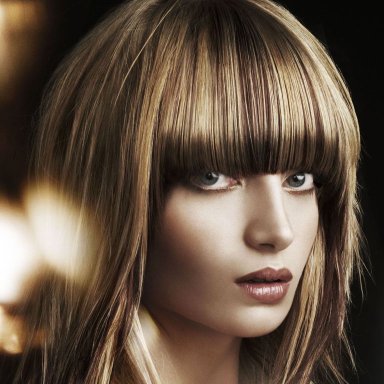 Mid length hairstyle with fringe