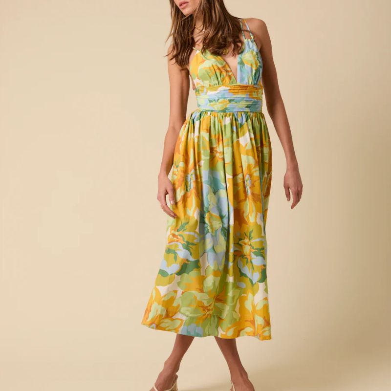 Nobody's Child , Yellow and Blue Floral Dua Dress