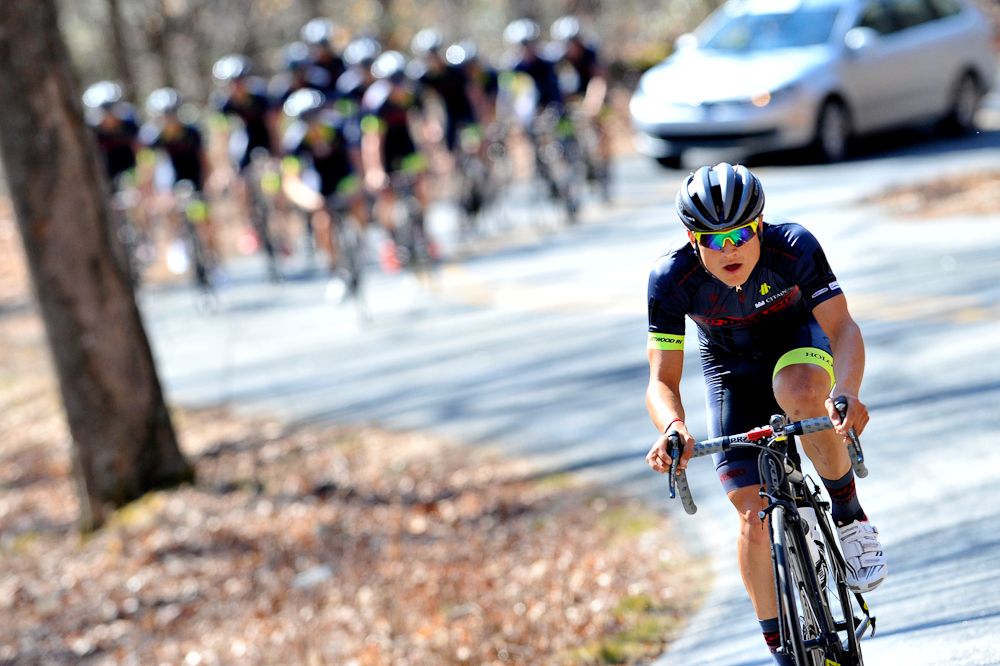 Robin Carpenter attacks the final climb.