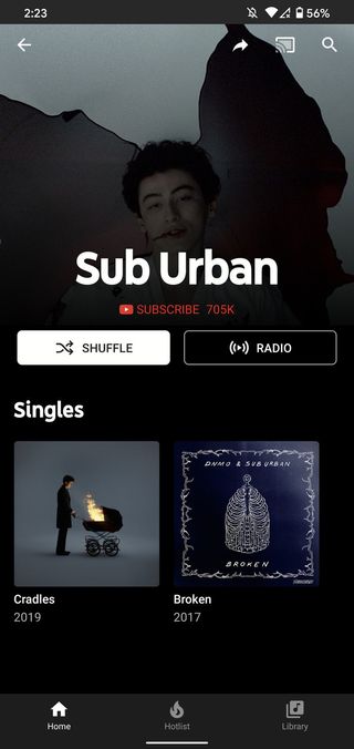 Sub Urban page on YouTube Music