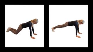 Personal trainer Amanda Place demonstrating two variations of the plank