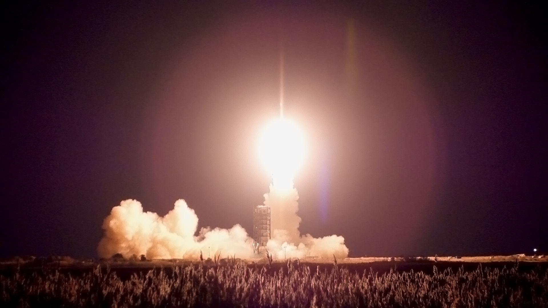 A United States Air Force Minotaur 1 rocket from NASA&#039;s Wallops Flight Facility in Wallops Island, Va., on Nov. 19, 2013. The rocket deployed 29 small satellites, including Hoʻoponopono 2 built by University of Hawai&#039;i at Manoa engineering students.