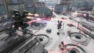 Promotional screenshot of mechs fighting each other in War Robots: Frontiers