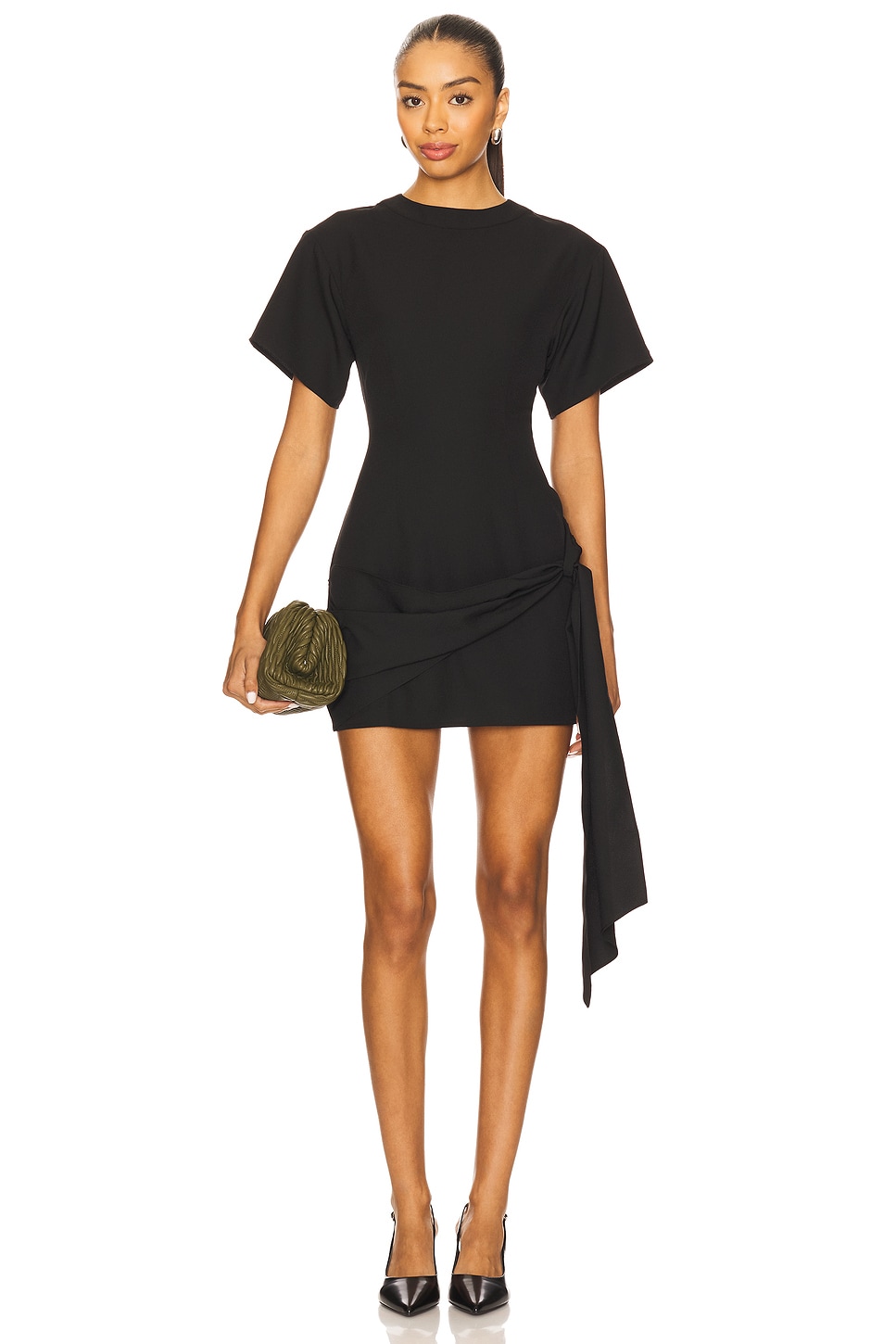 Kirana Wrap Front Dress in Black