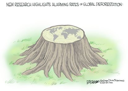 Editorial cartoon World Deforestation