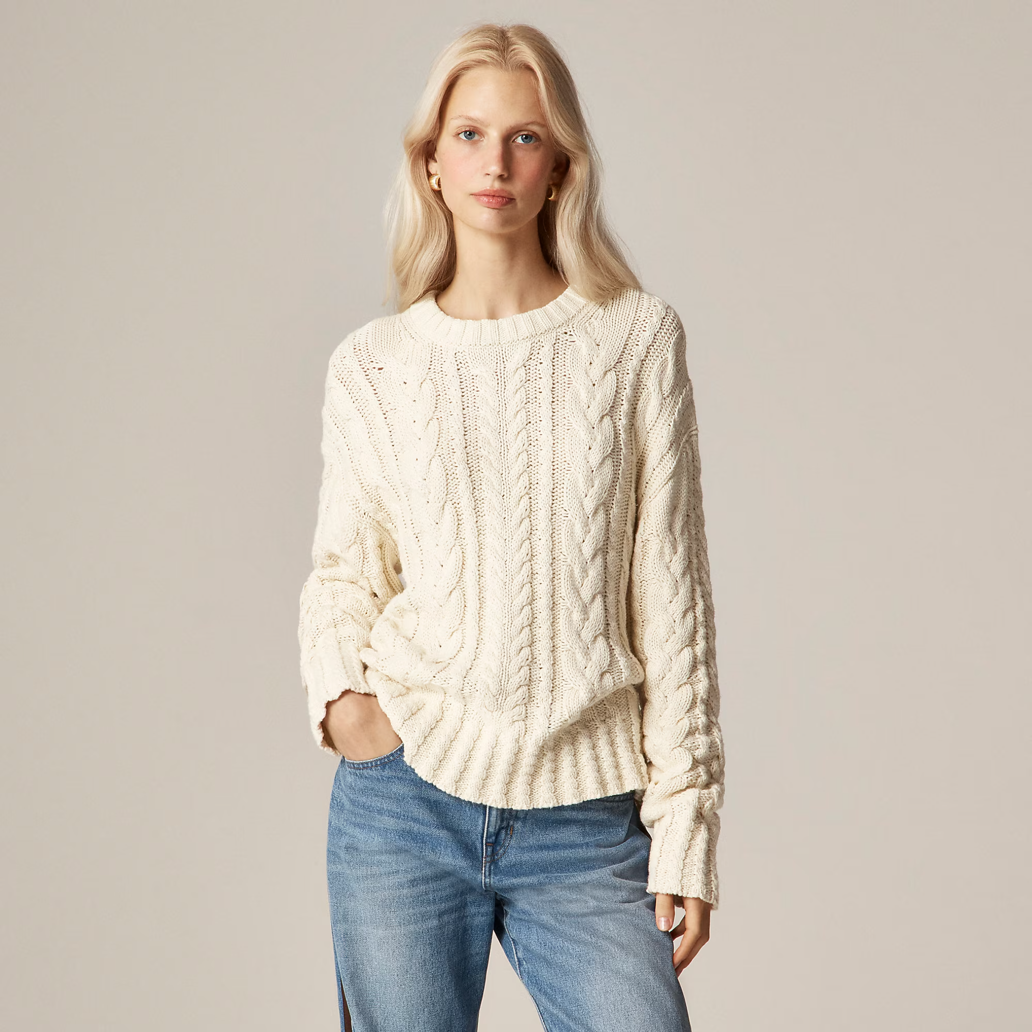 J.Crew Cable-Knit Crewneck Sweater