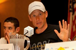 Lance Armstrong at the infamous Tour of California press conference of 2009