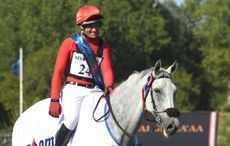 Paul Tapner, pictured here after a win in the eventers&lsquo; challenge at Hickstead, has suffered a brain bleed and minor stroke