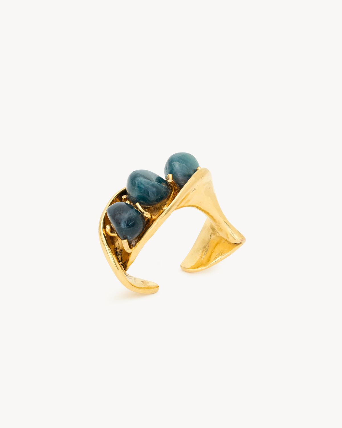 Women's Twist Cuff in Apatite and Metal in Blue and Gold