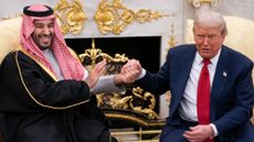 US President Donald Trump, right, and Mohammed bin Salman, Saudi Arabia's crown prince, during a meeting in the Oval Office of the White House in Washington, DC, US, on Tuesday, Nov. 18, 2025. Trump said the US would sell F-35 fighter jets to Saudi Arabia, offering Crown Prince Mohammed bin Salman a prize he's long cherished - even though many obstacles remain before he gets the stealthy planes. Photographer: Nathan Howard/Politico/Bloomberg via Getty Images