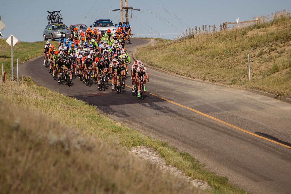 The Jelly Bell team at the front of the peloton