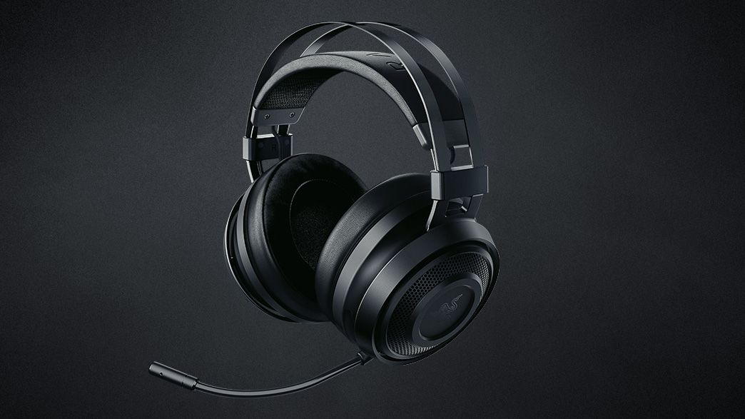 Razer Nari Essential gaming headset on a black background