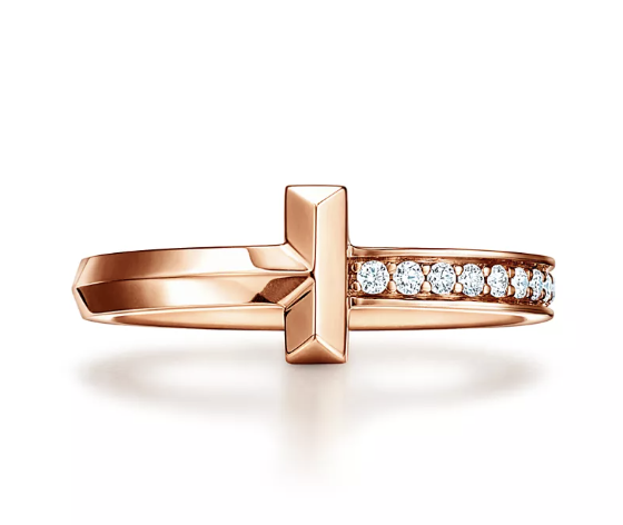 Tiffany &amp;amp; Co., T1 Ring in Rose Gold with Diamonds