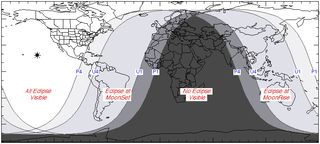 A map of the lunar eclipse on Nov. 19, 2021.