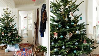 Hallway with christmas tree decorating idea kept minimal for a paired back look