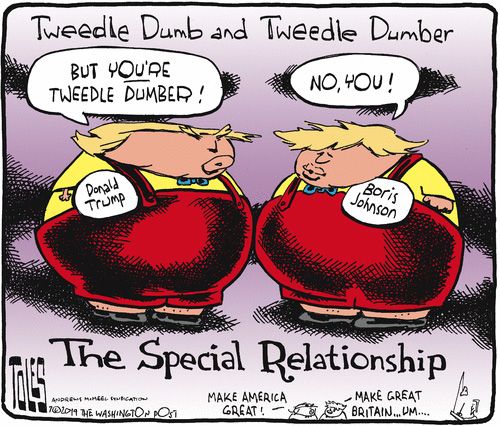 Political Cartoon Tweedle Dee Trump Boris Johnson