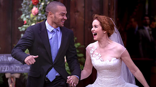 Jackson Avery and April Kepner run out of April's wedding on Grey's Anatomy.