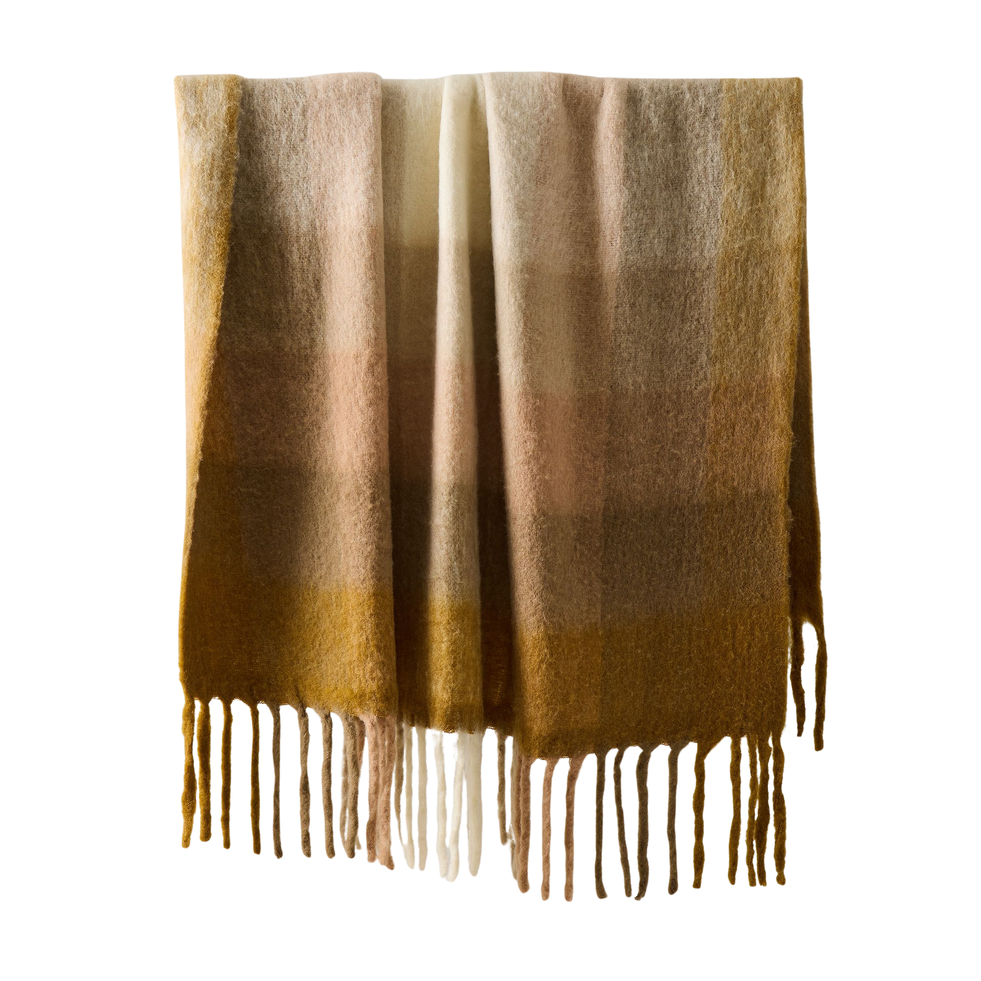 a throw blanket in shades of yellow
