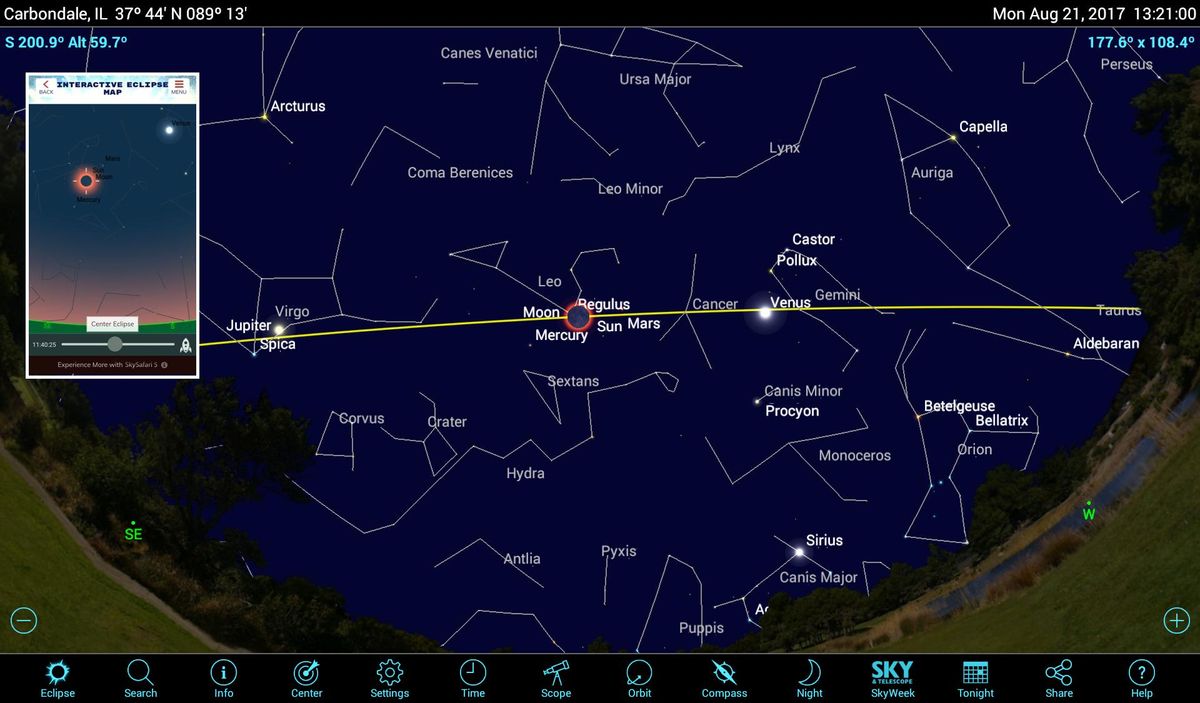 Spotting Stars, and More during Eclipse Totality Using Mobile