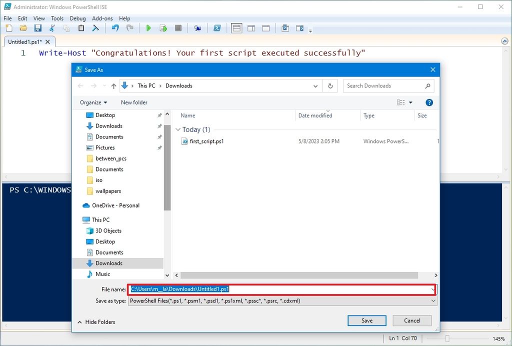How to create and run a PowerShell script file on Windows 10 or 11 ... image.