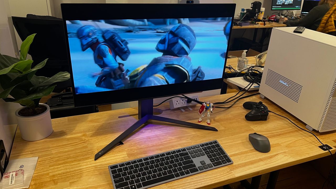 LG UltraGear 27GR95QE-B on a desk