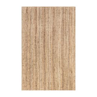 A brown rectangular jute rug