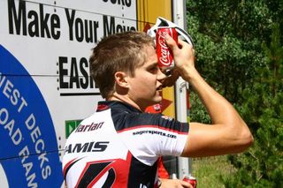Blake Harlan (Team Jamis) effectively cools down after riding a solid finish for Stage 2.