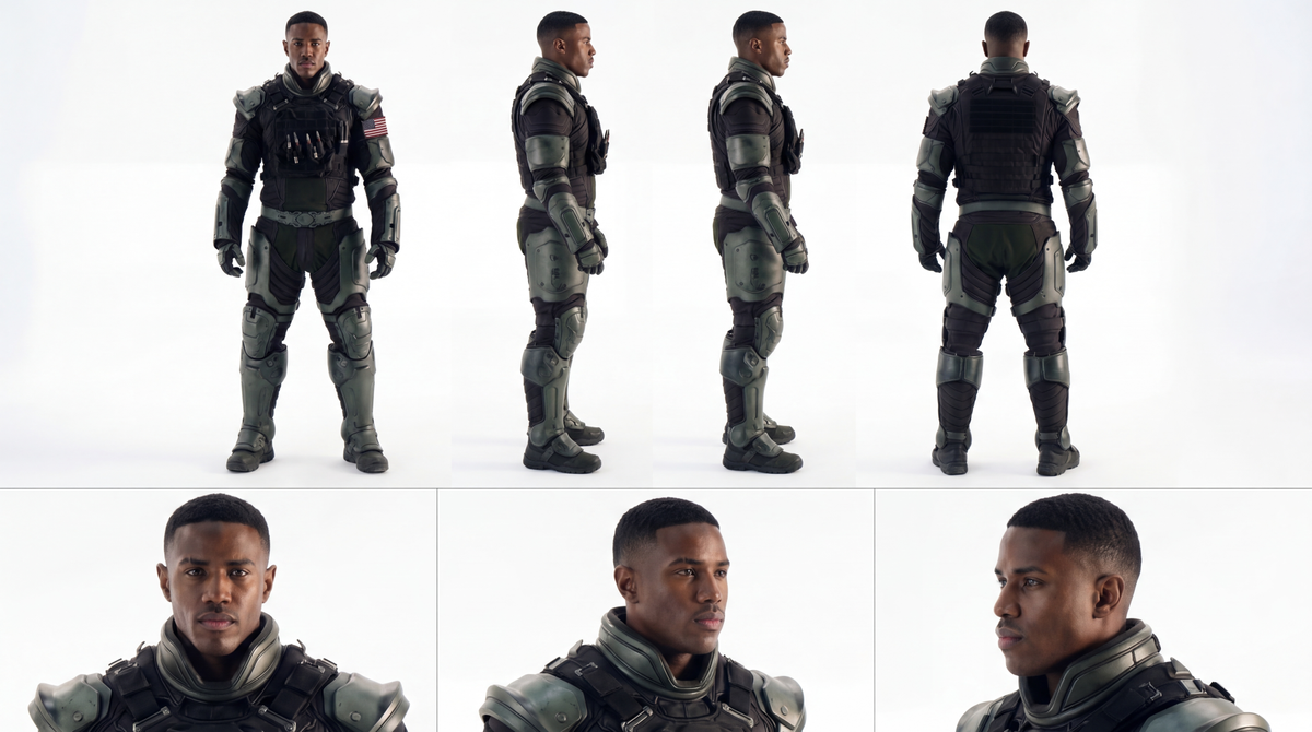 Catacombs AI film; character sheets of AI generated people