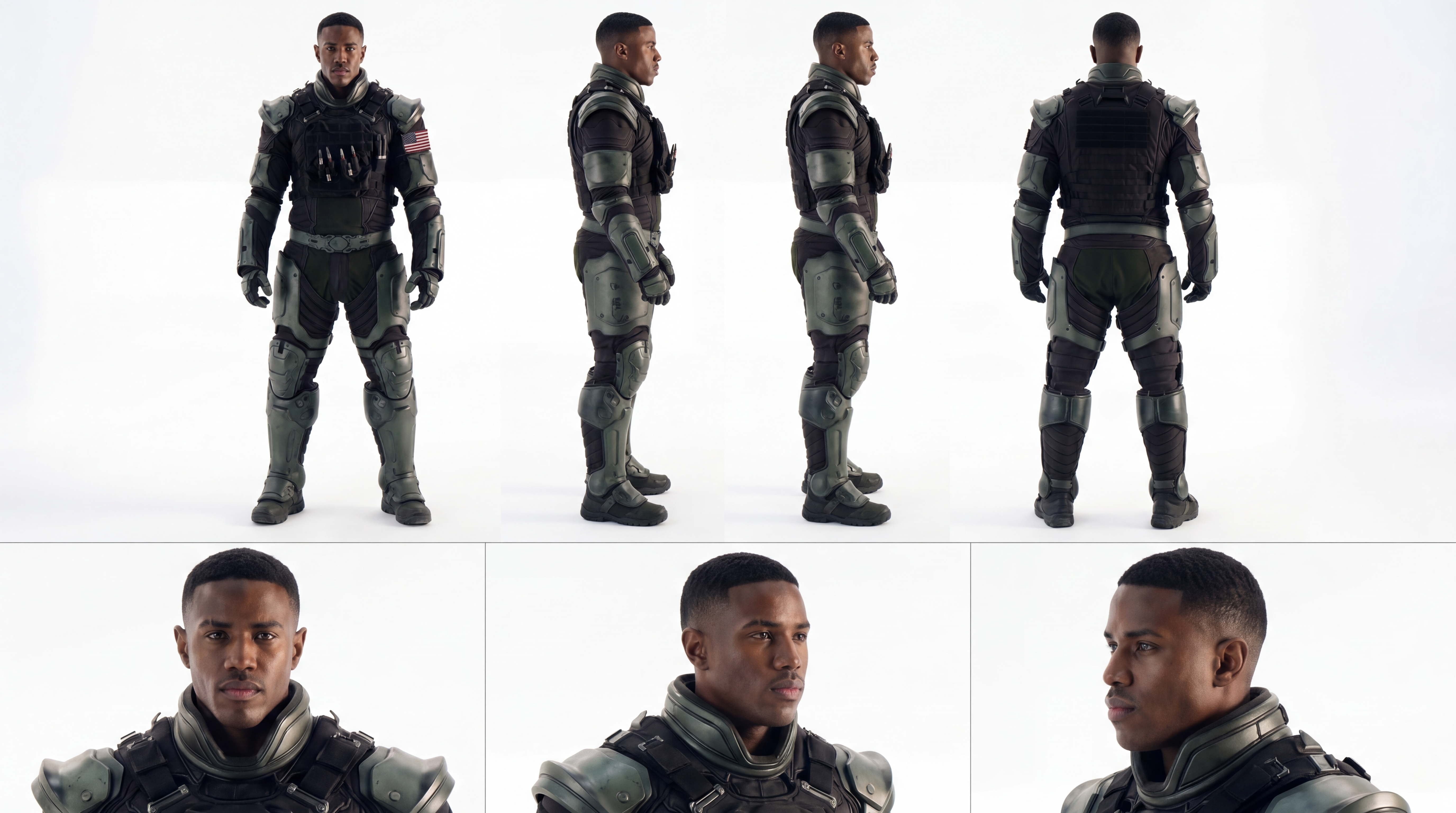 Catacombs AI film; character sheets of AI generated people