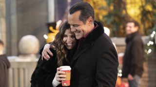 Kate Mansi and Maurice Benard as Kristina and Sonny hugging in General Hospital