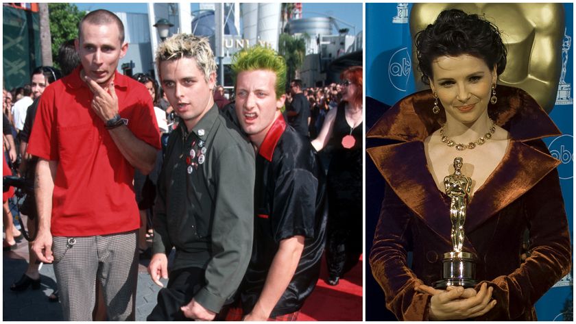 Green Day on a red carpet in 1998 and Juliet Binoche with her Oscar