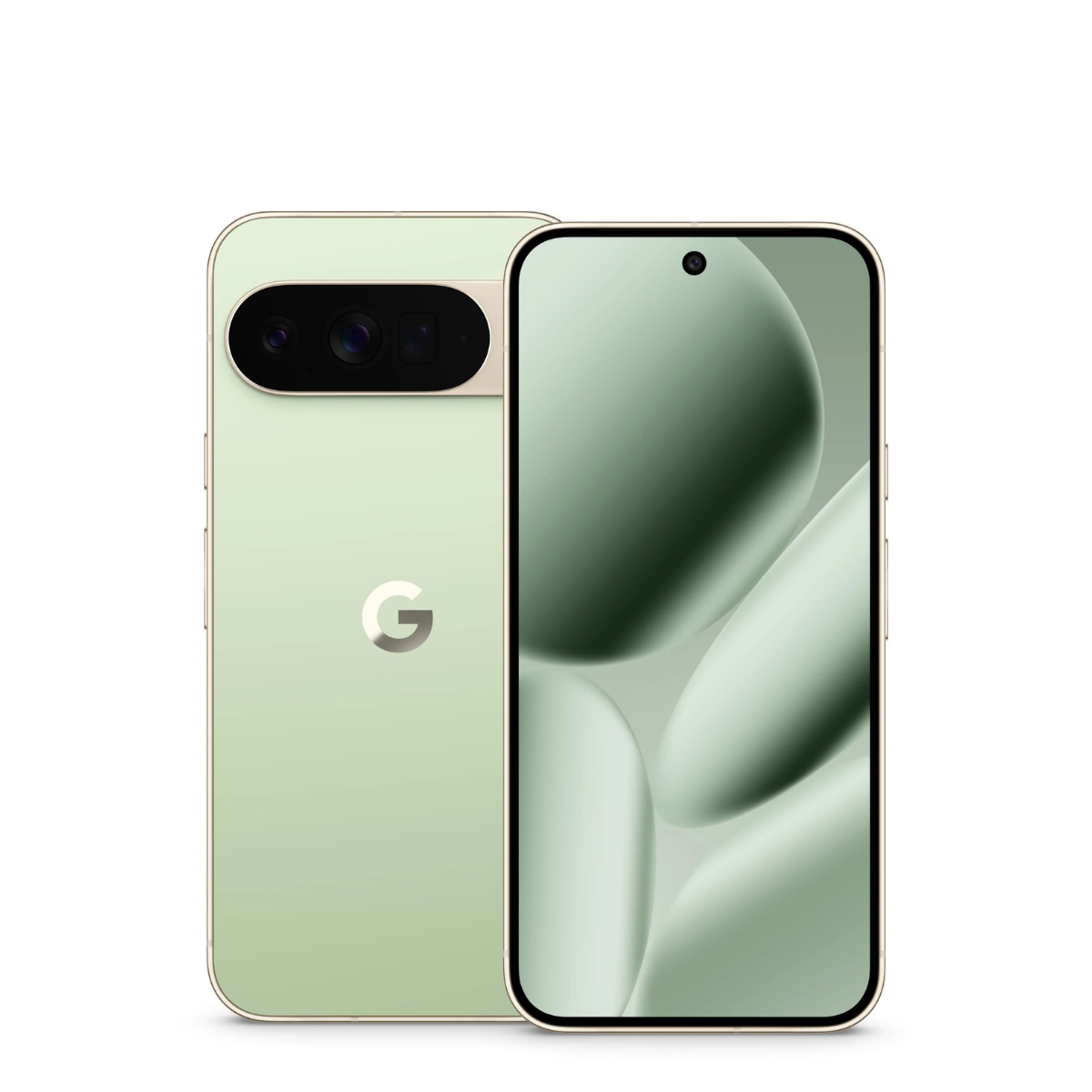 A Google Pixel 10 Pro XL in jade green