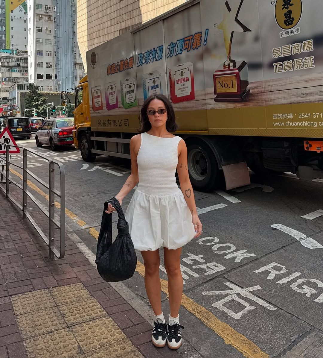 woman wearing bubble dress trend
