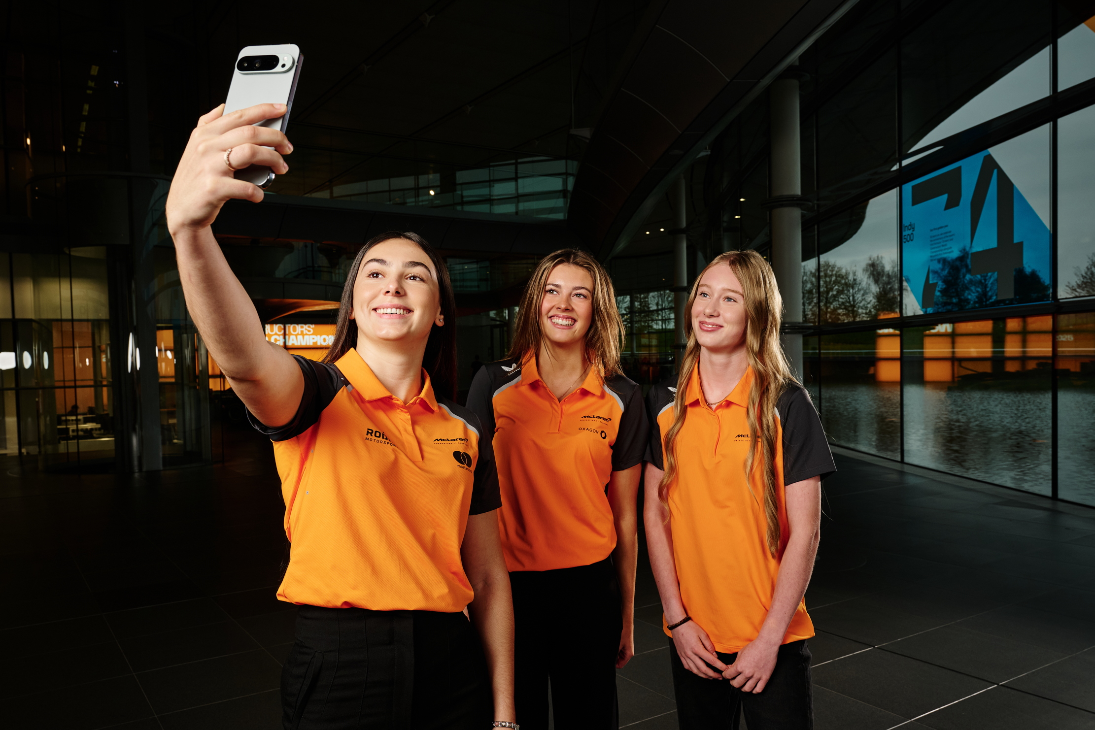 Images of the three Ellas at The McLaren Technology Centre