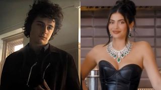 Timothee Chalamet in the A Complete Unknown trailer and Kylie Jenner in a Vogue cooking video.