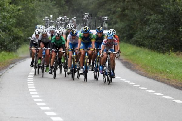 The break was back together in the wooded section of the circuit
