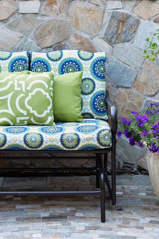 outdoor bench in printed fabric