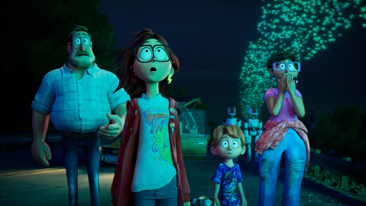 A still from the animated film the Mitchells vs the Machines