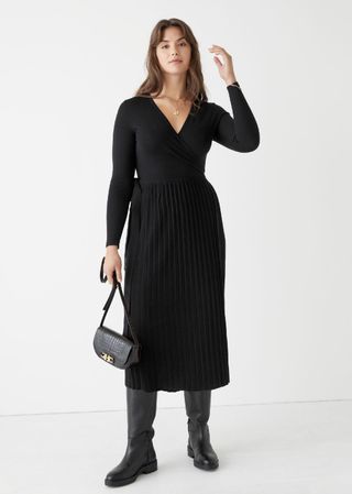 & Other Stories Pleated Wrap Dress