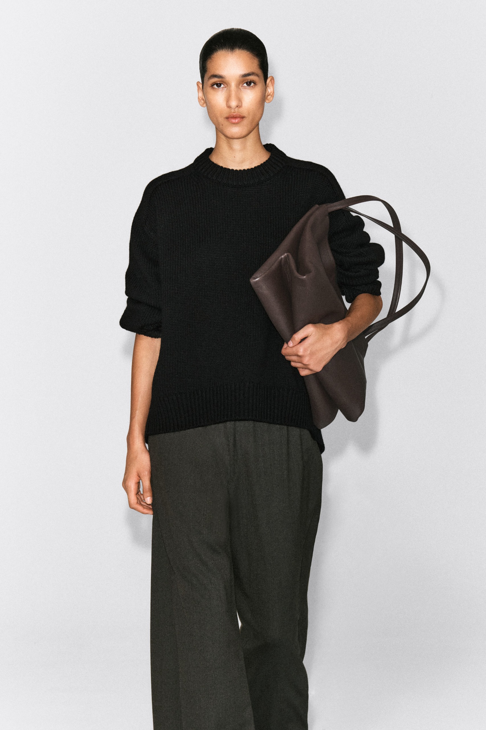 Rounded Wool Crew-Neck Sweater