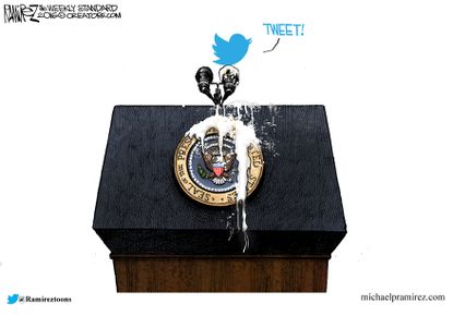 Political cartoon U.S. Donald Trump Twitter POTUS