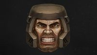 Ranger's head, grimacing