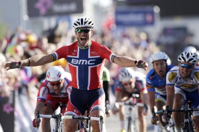 Thor Hushovd came through for his home fans on stage 2