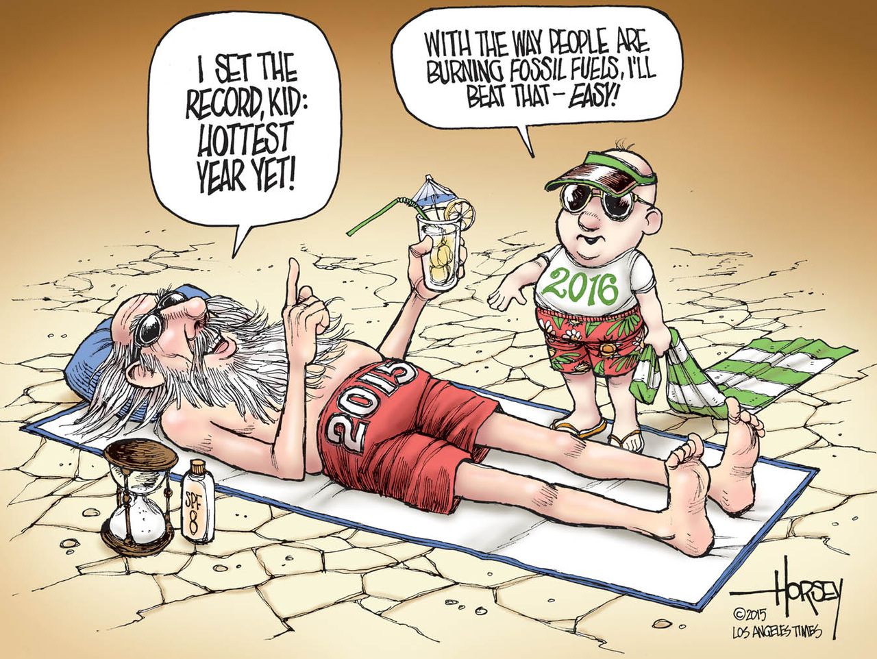 Editorial cartoon World New Year Fossil Fuels