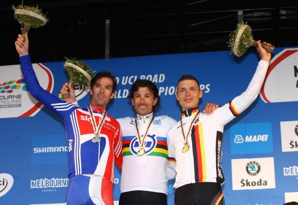 Millar, Cancellara and Martin on the podium